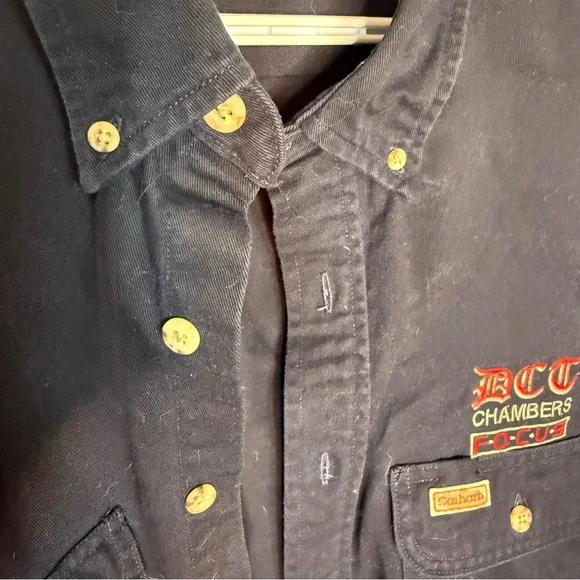 CARHARTT Men’s Navy Blue Oakman Work Thick Button Down Shirt DCT Logo Size 2XL - Picture 3 of 11